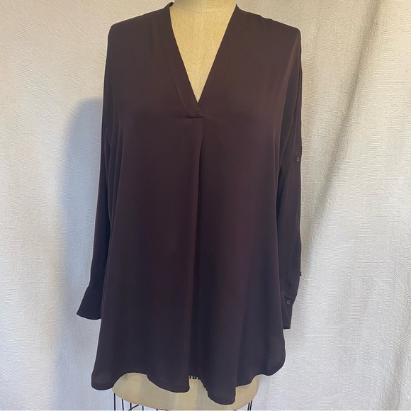 Vince XS pure silk dark purple blouse - Picture 1 of 8